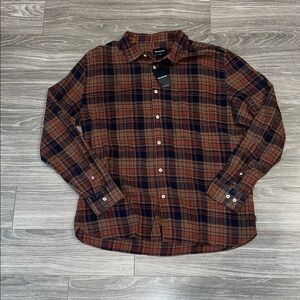 Barney Cools Rust and Navy Plaid Button-Down Shirt